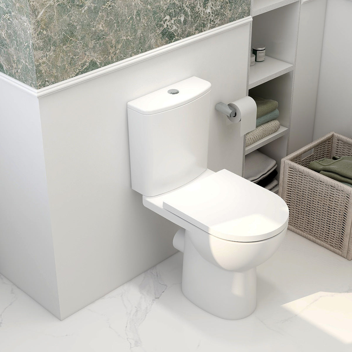 Ivan rimless short projection open back comfort height close coupled pan & cistern