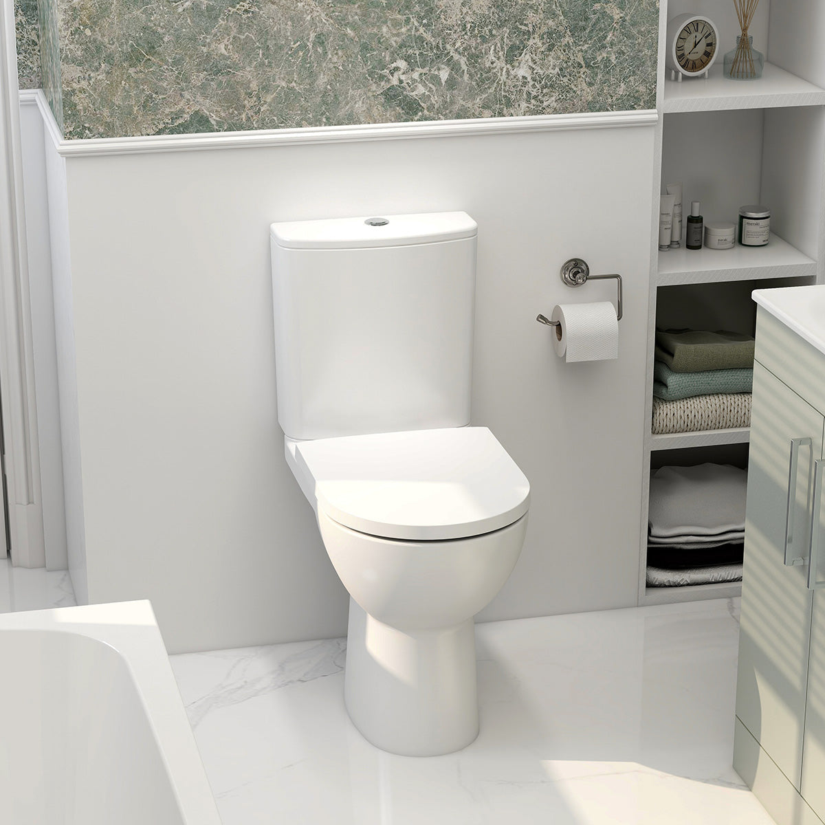 Ivan rimless short projection open back comfort height close coupled pan & cistern