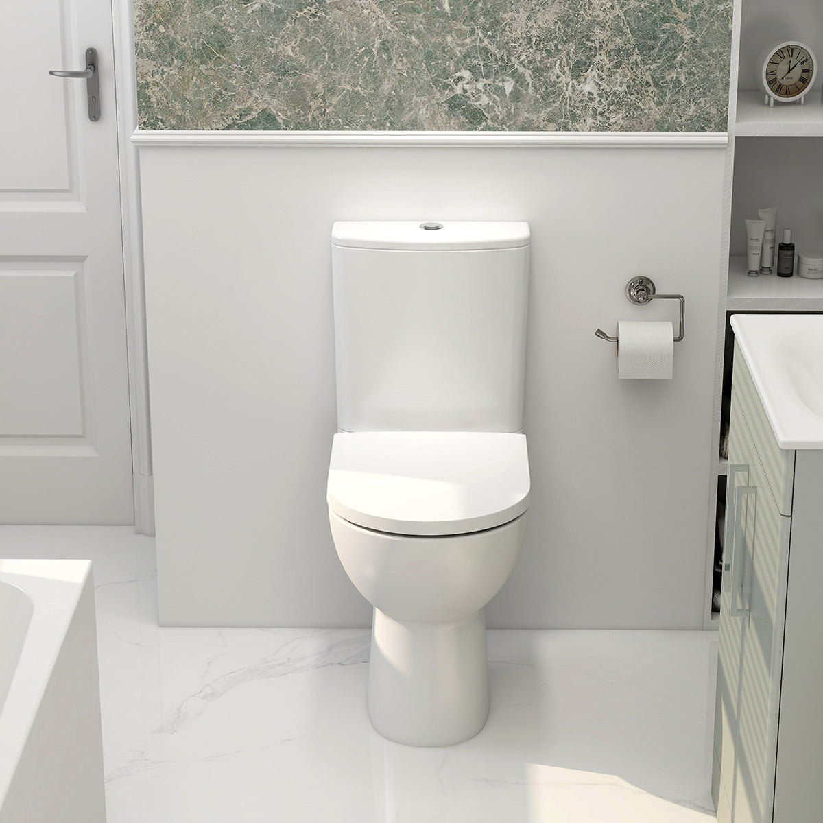 Ivan rimless short projection open back comfort height close coupled pan & cistern