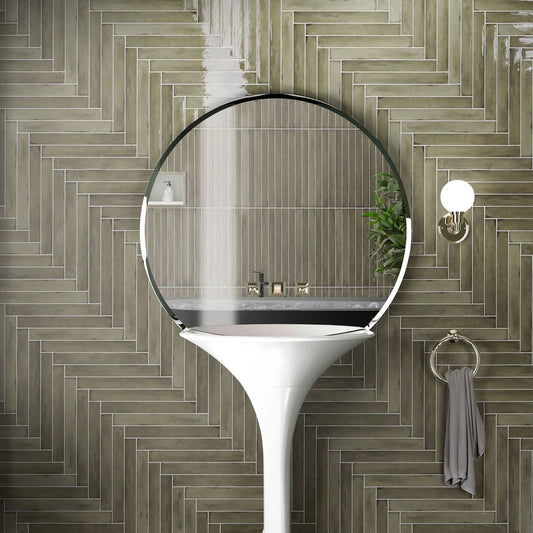 Capri Olive Green Gloss Ceramic Brick Tile 400x50mm