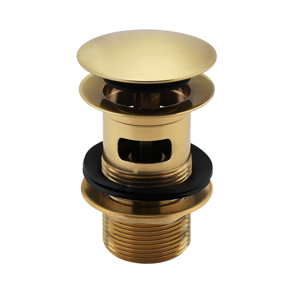 Basin Solid Brass clicker Brushed Brass waste slotted with Brass backnut
