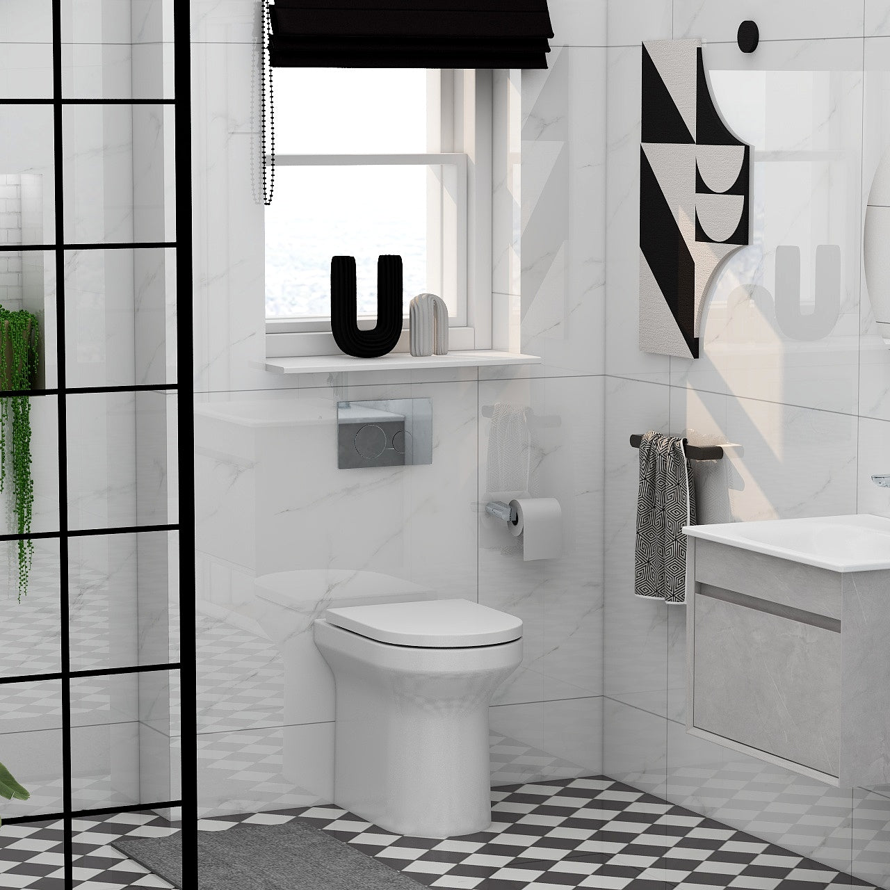 Alma Rimless Comfort Height Back to Wall Pan 450mm High