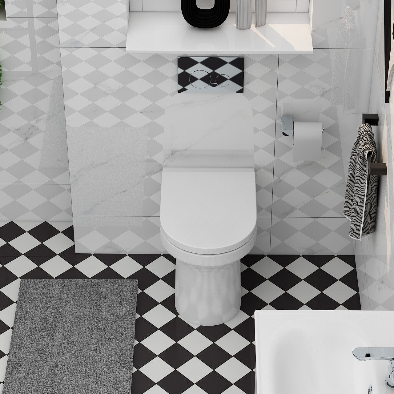 Alma Rimless Comfort Height Back to Wall Pan 450mm High