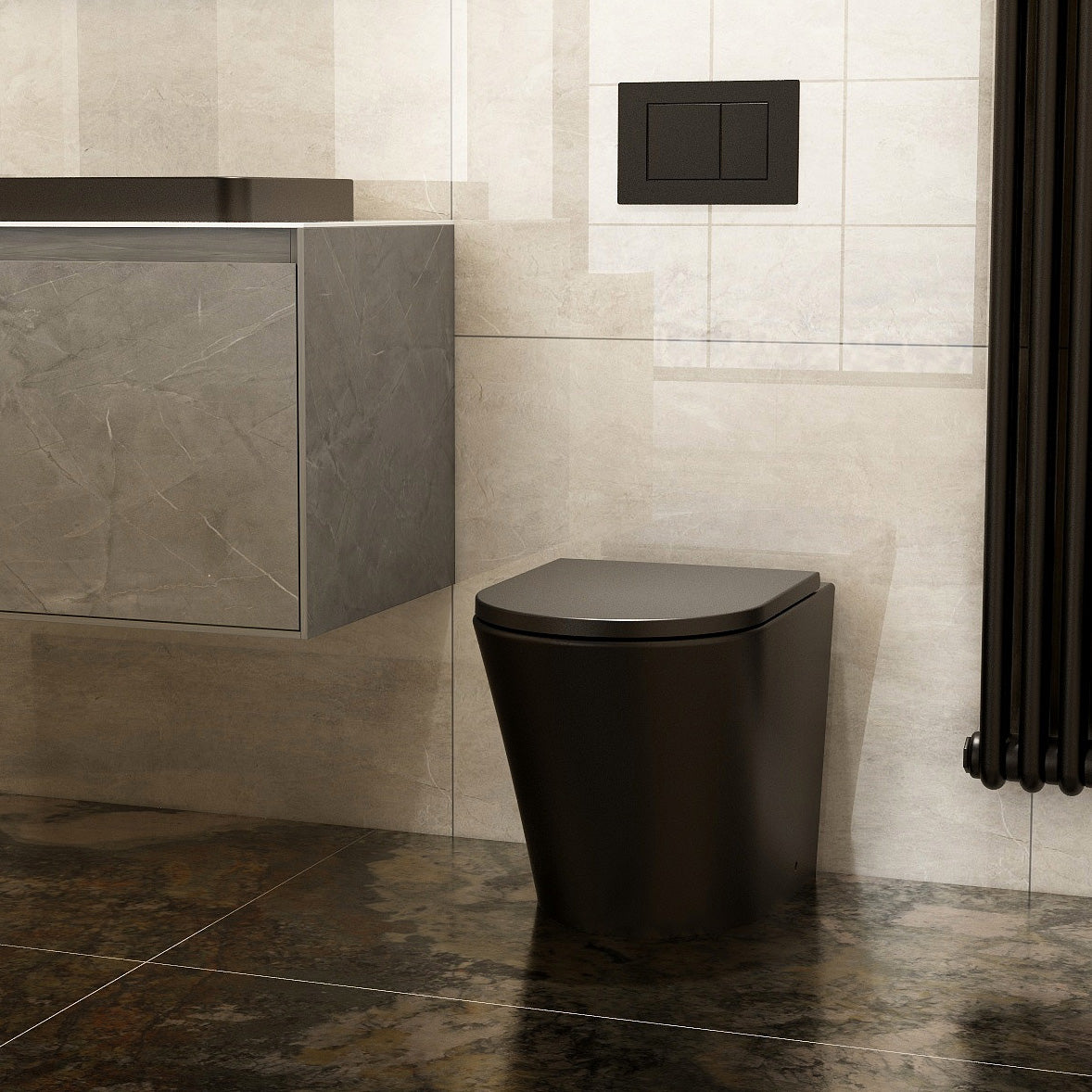 Arco 520mm Rimless back to wall pan in black
