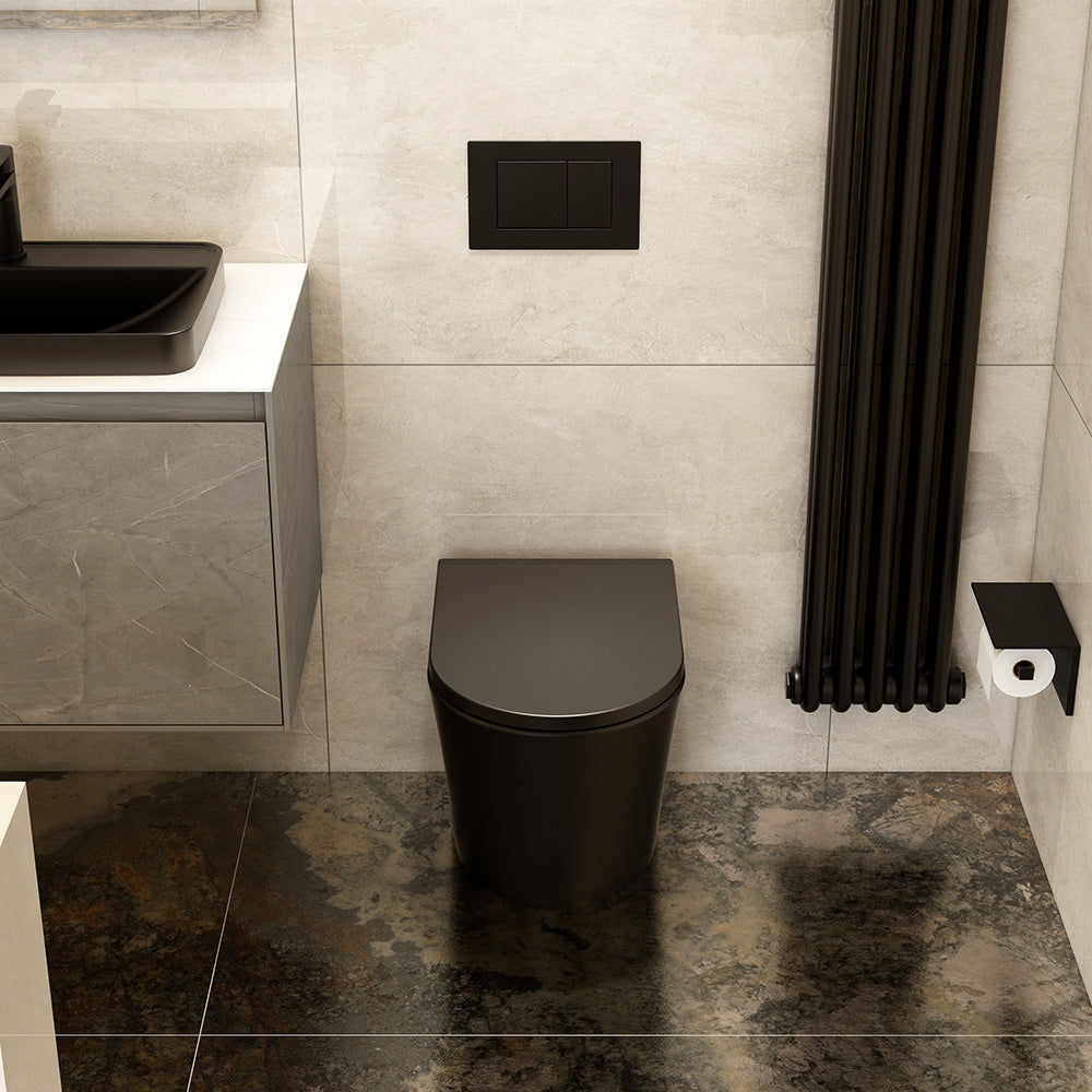 Arco 520mm Rimless back to wall pan in black