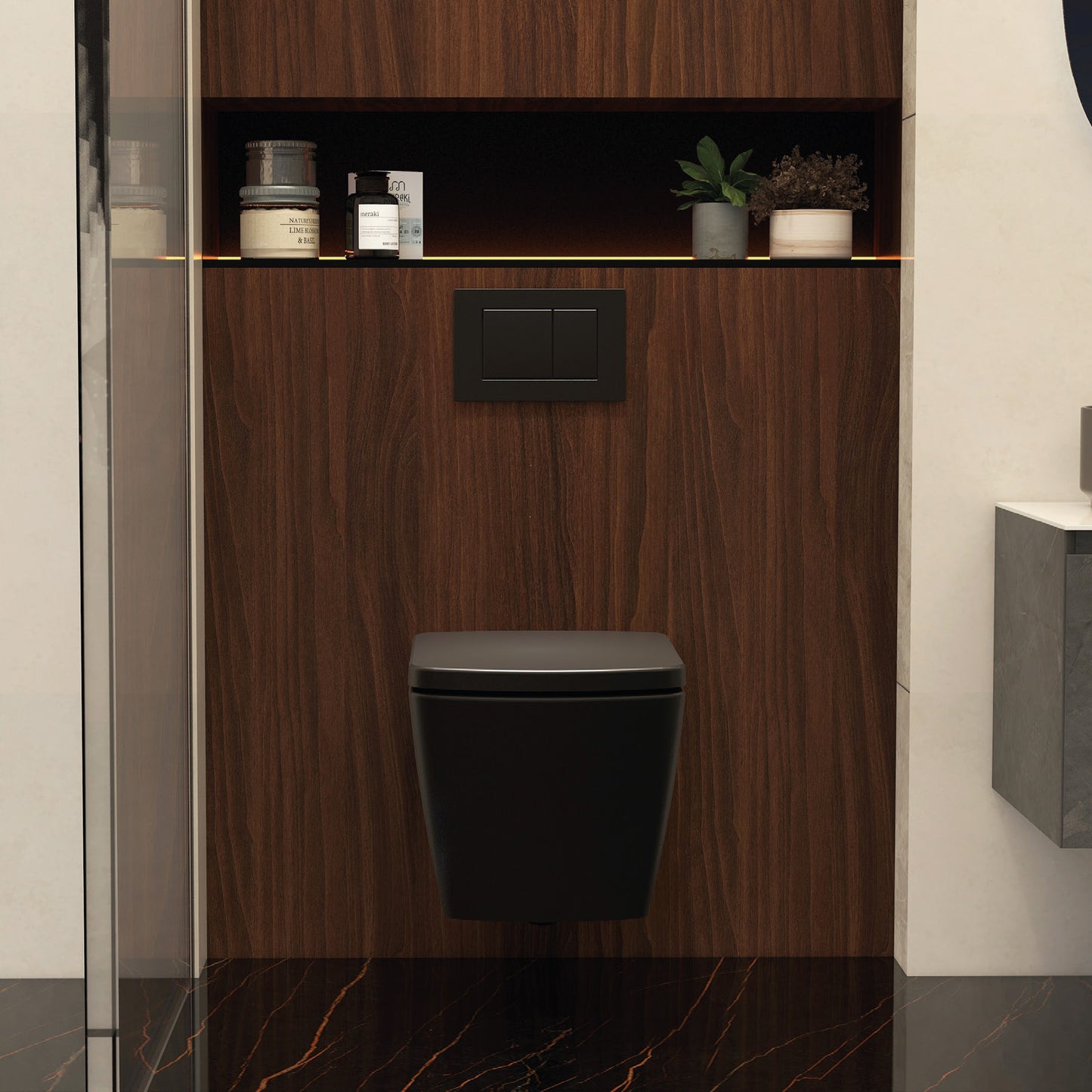 Ravine Rimless Wall Hung Pan in Black
