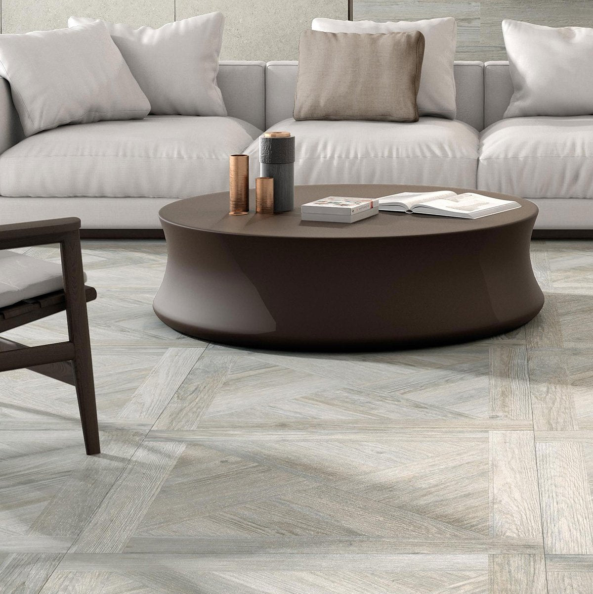 Pinkman White Wood Effect Matt Porcelain Tile 900x900mm