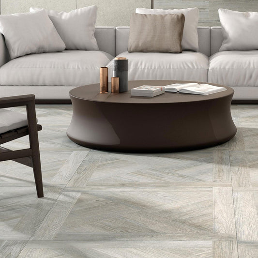 Pinkman White Wood Effect Matt Porcelain Tile 900x900mm