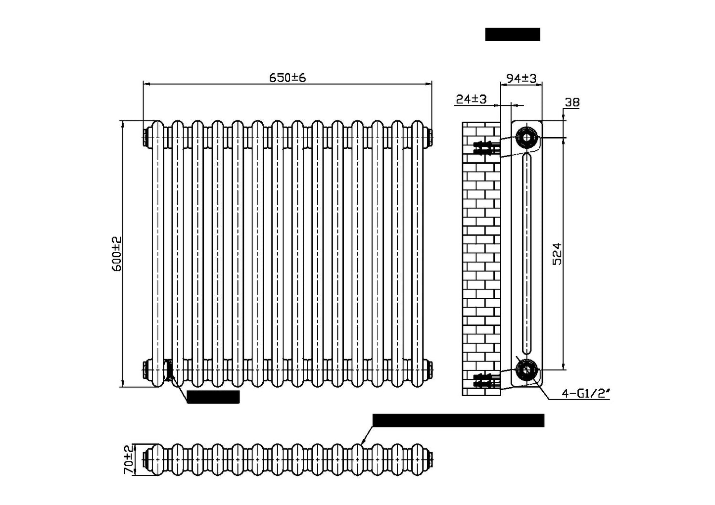 2 Column Horizontal Designer Radiator – 600 X 650