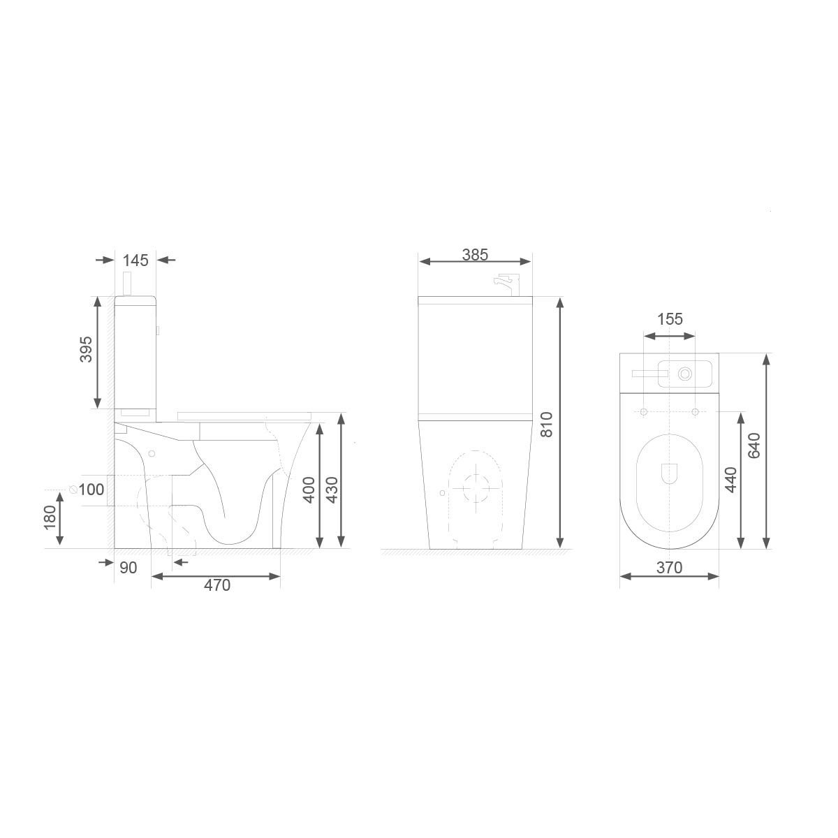 Anix Close Coupled Rimless 2-in-1 Combination Toilet & Basin with Gunmetal Push Button