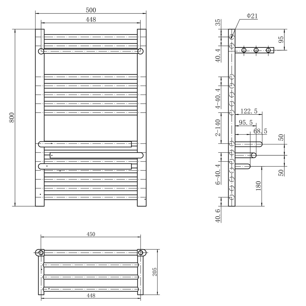 Laiken Anthracite Heated Towel Rail 800x500mm