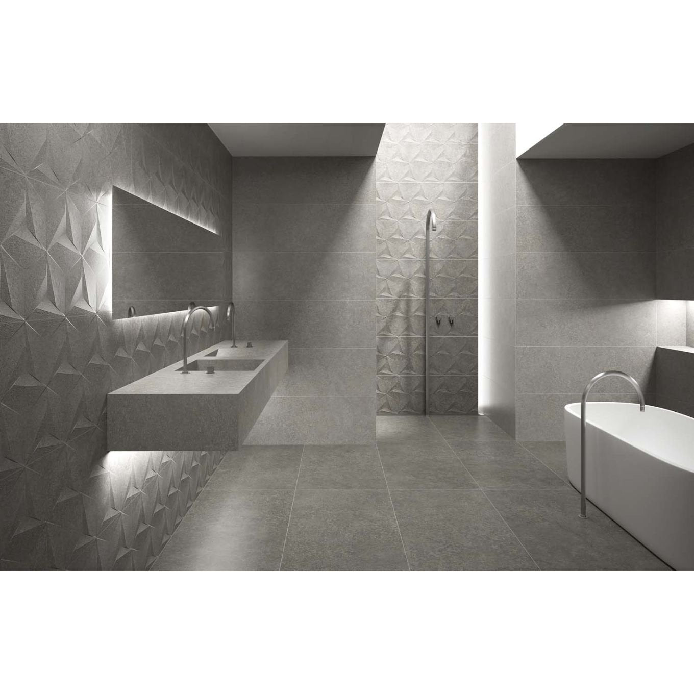 Ceppri Grey Decor Matt Ceramic Tile 400x1200mm