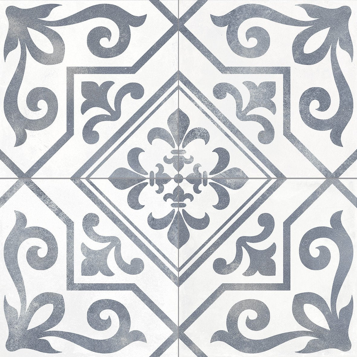 Xabia Blue Patterned Matt Porcelain Tile 452x452mm