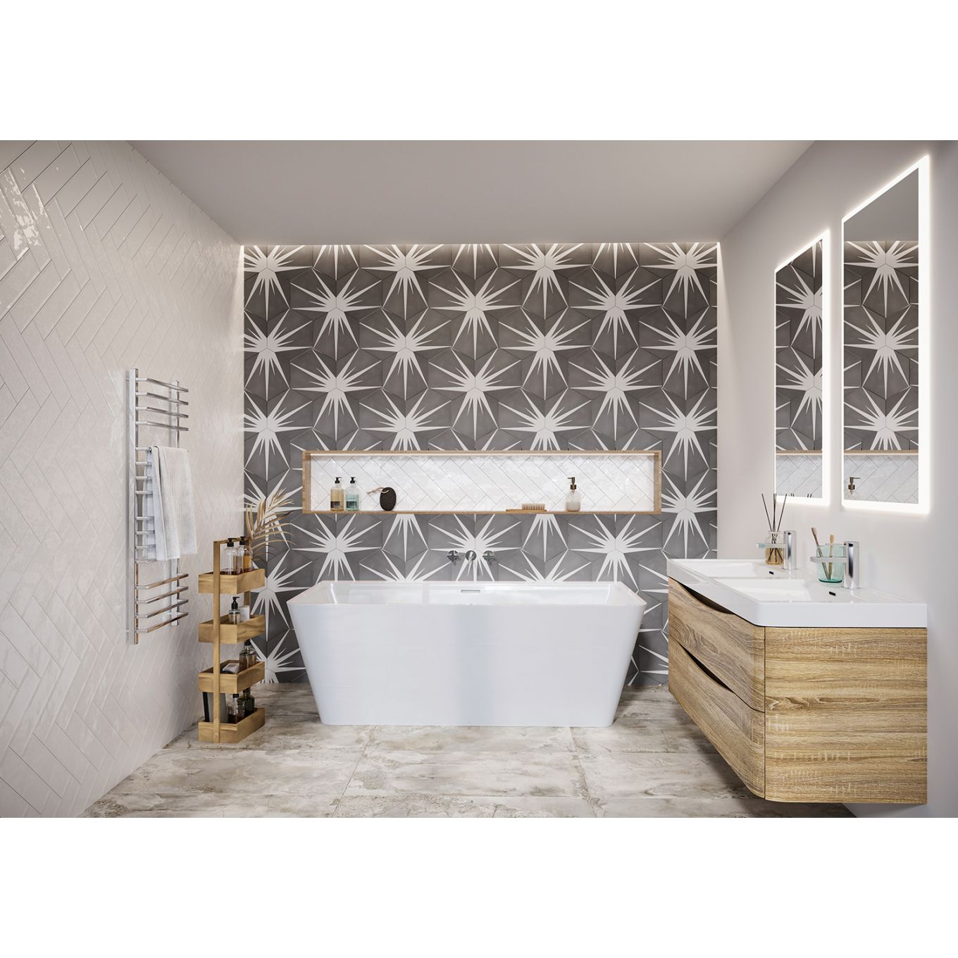 Lotus Hex Matt Grey Hexagon Porcelain Tile 198x228mm