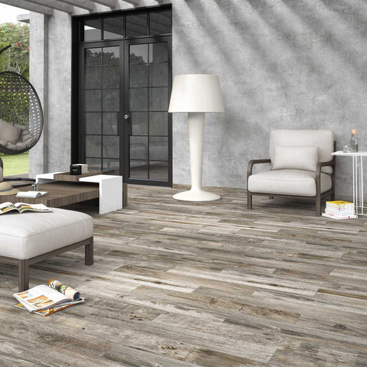 Havana Grey Wood Effect Matt Porcelain Tile 150x900mm