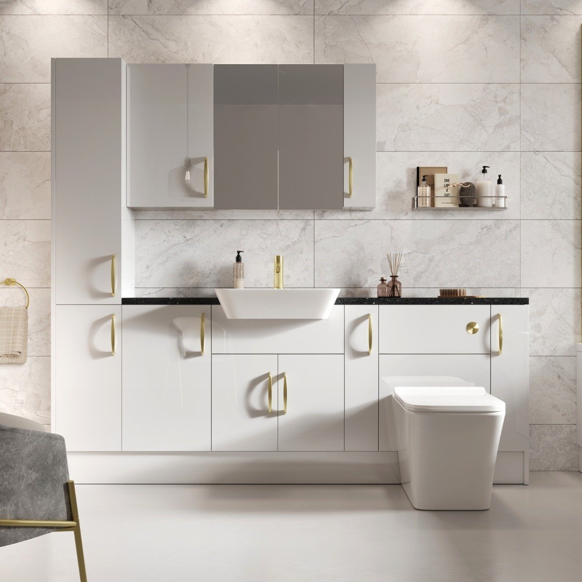 Surrey White Gloss Single Door Fitted Furniture Unit 300mm