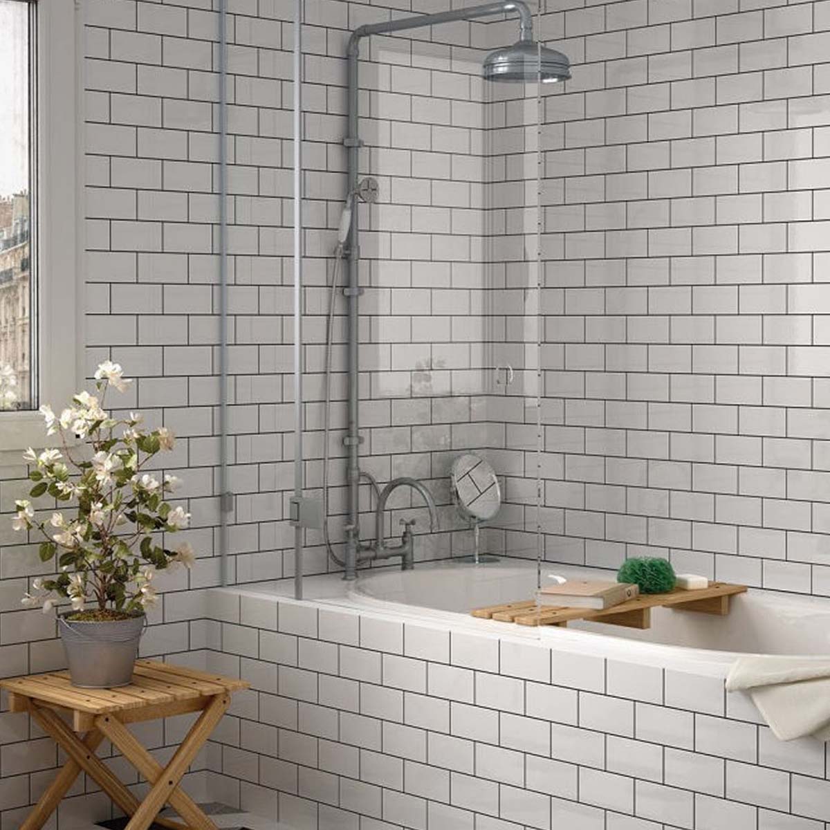 Luso White Gloss Ceramic Tile 100x200mm