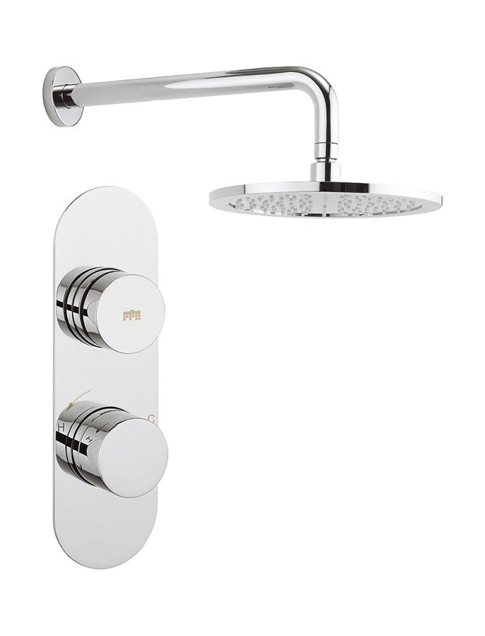 Dial Central Trim Single Outlet Thermostatic Shower Valve & Fixed Head
