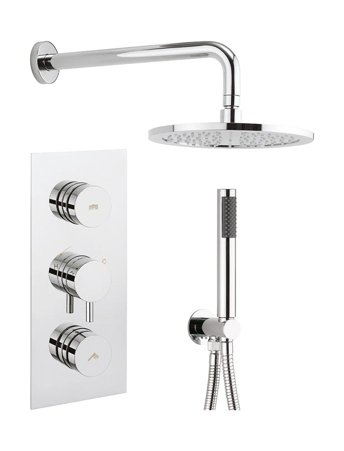 Dial Kai Lever Trim Thermostatic Shower Valve with 2 Way Diverter, Wall Outlet, Hose, Handset, Fixed Head & Arm