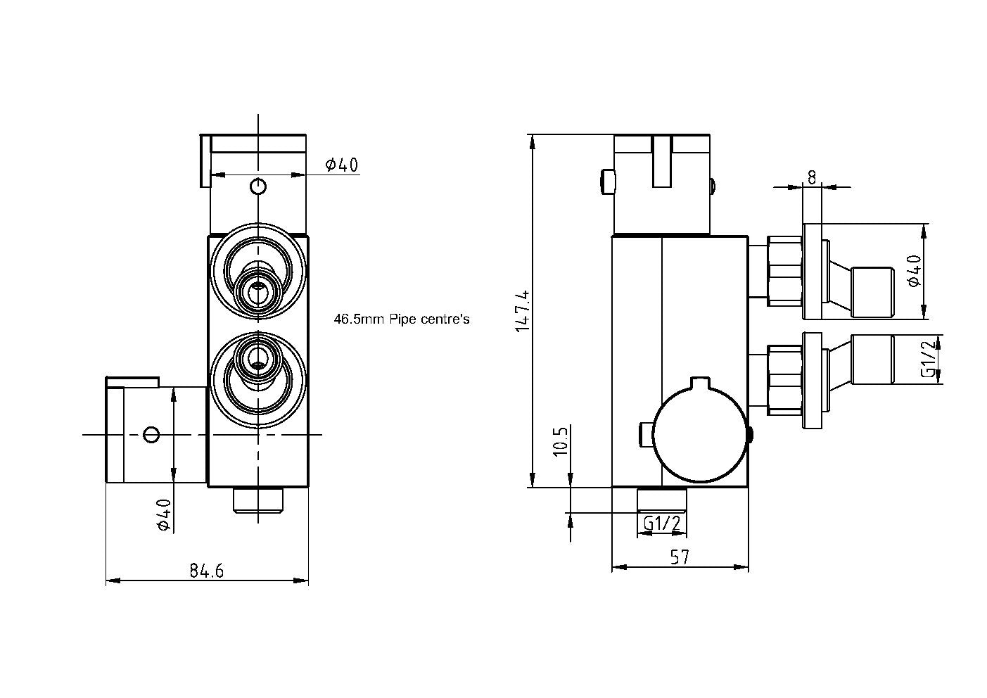 Thermostatic Vertical Valve for Douche Brushed Bronze