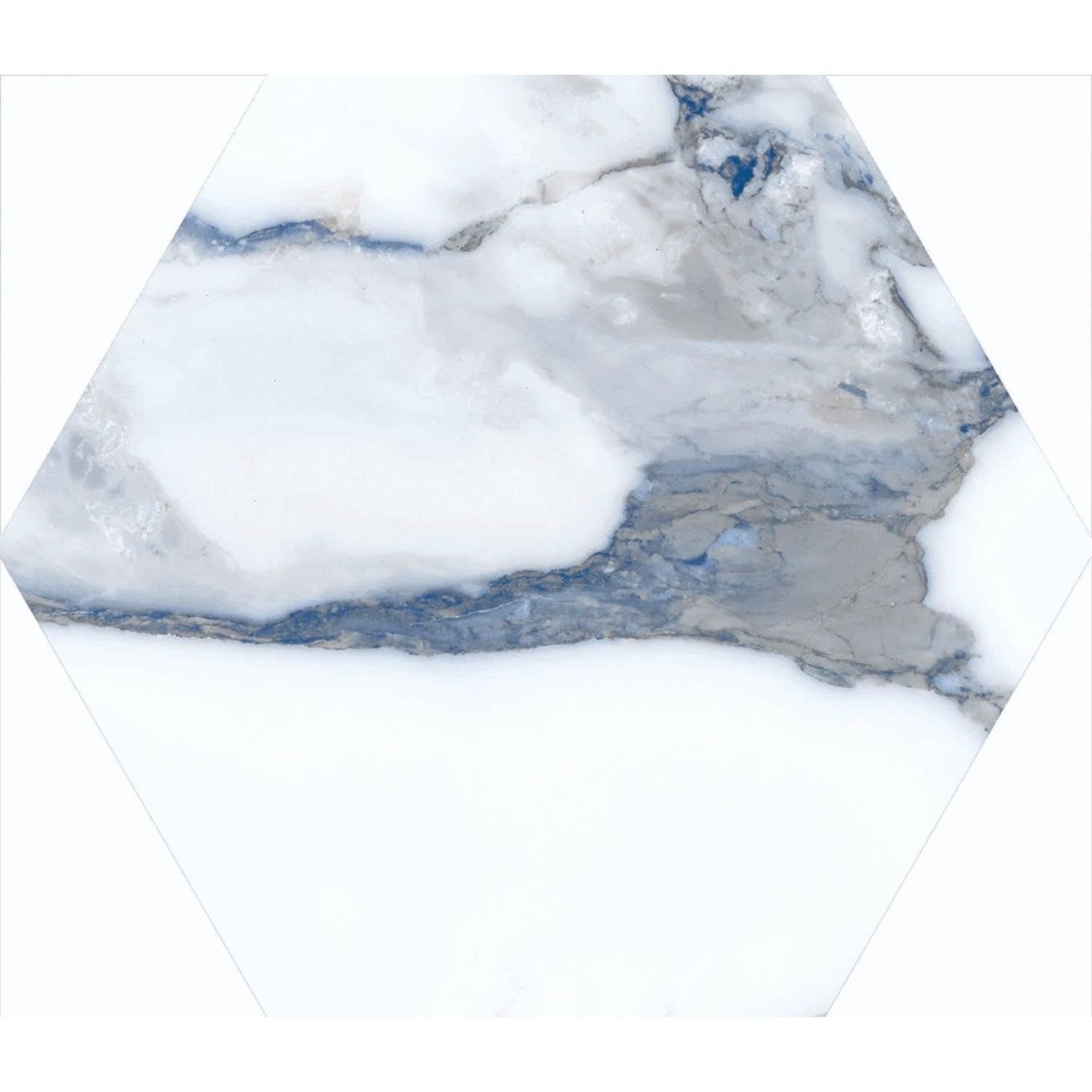 Charlie Blue Hex Marble Matt Porcelain Tile 290x258mm
