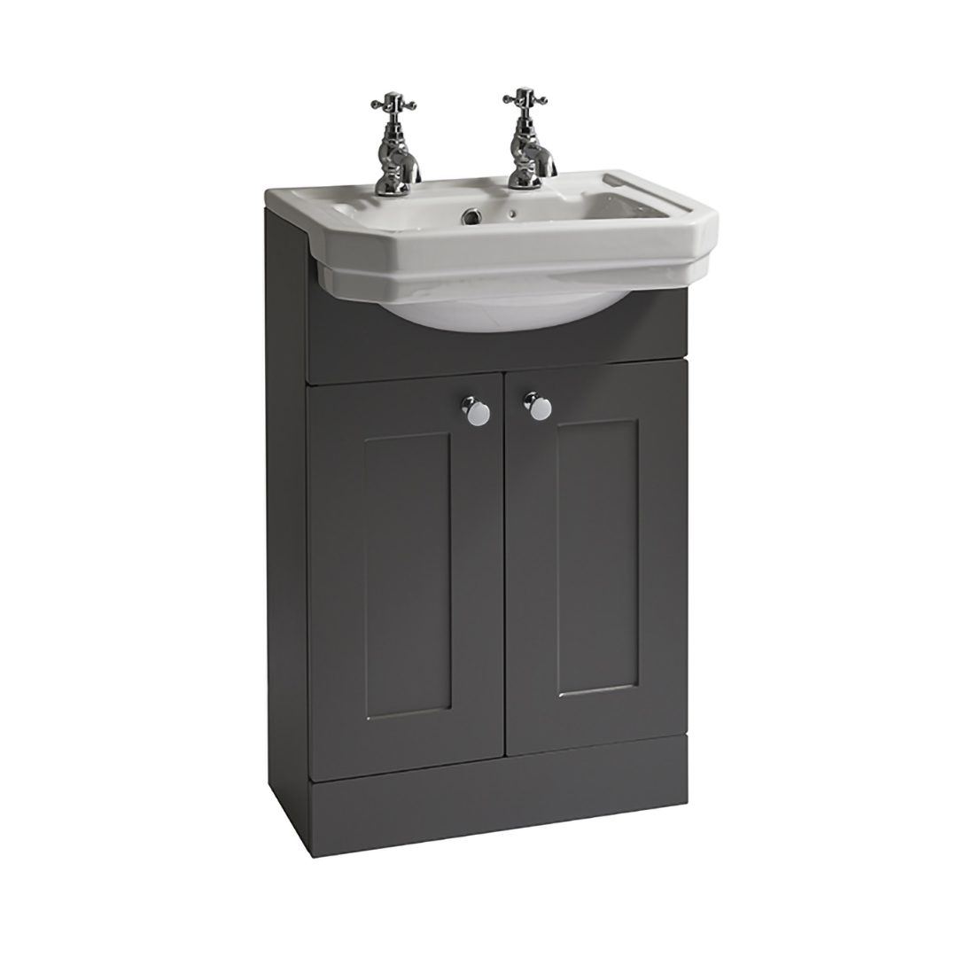 Elegant Haven Dunbar 550 Ash Grey Floor Standing Basin Unit And Semi Recessed Basin 42207-