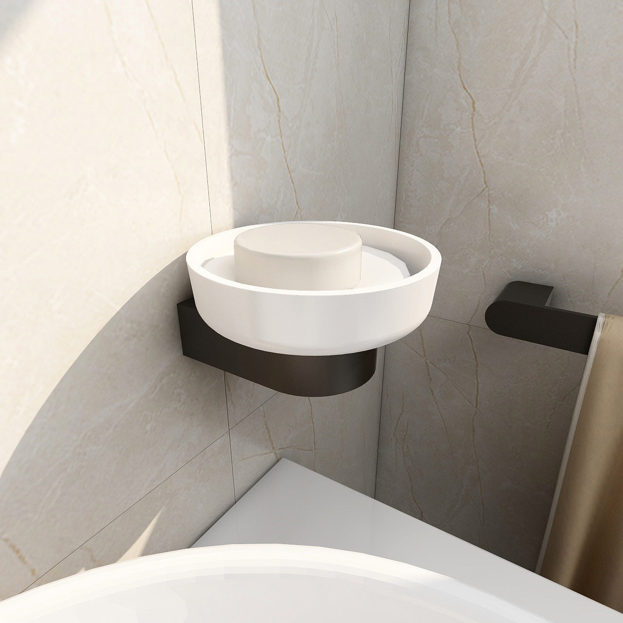 Round soap dish in matt black