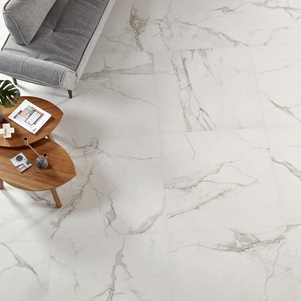 La Bella White Marble Semi-Polished Porcelain Tile 600x600mm
