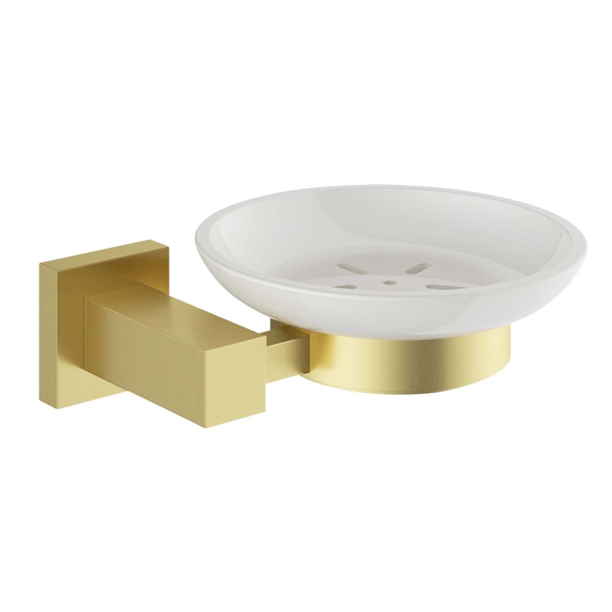 Quad Brushed Gold Ceramic Soap Dish Holder