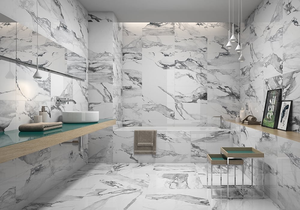 Charlie White Marble Gloss Porcelain Tile 600x1200mm