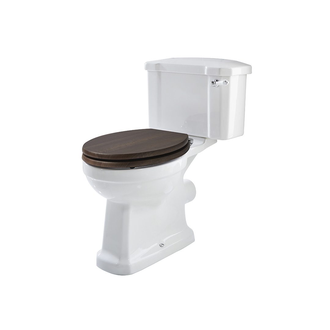 Elegant Haven Dunbar Close Coupled Wc With Cistern And Walnut Seat And Cover 42121-42220-
