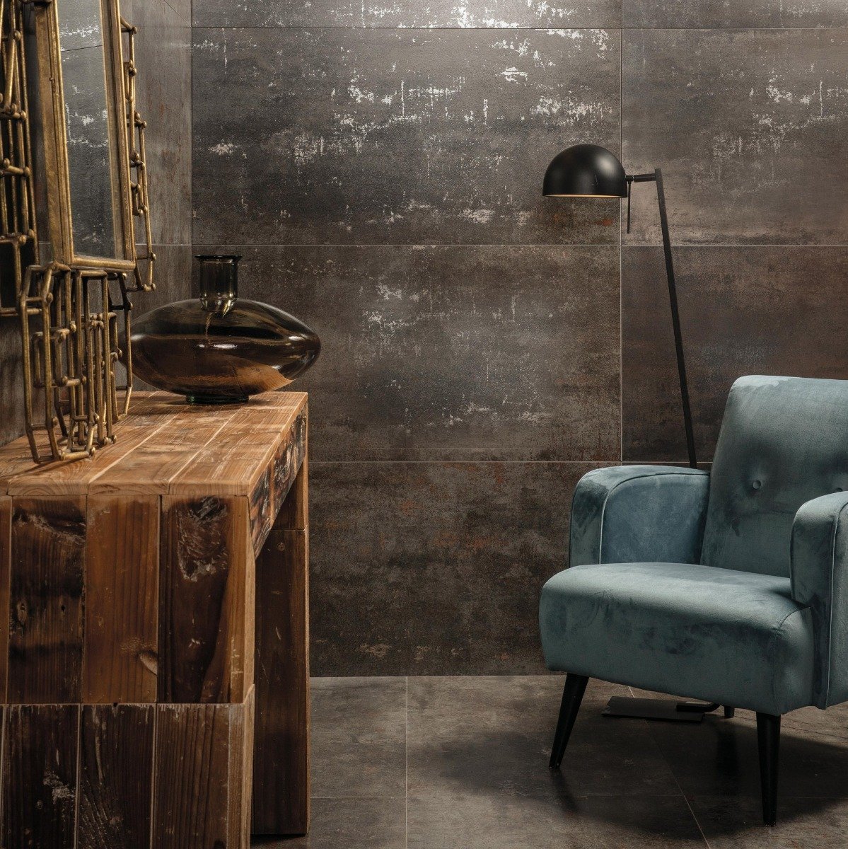 Metallon Steel Semi-Polished Metallic Porcelain Tile 600x600mm