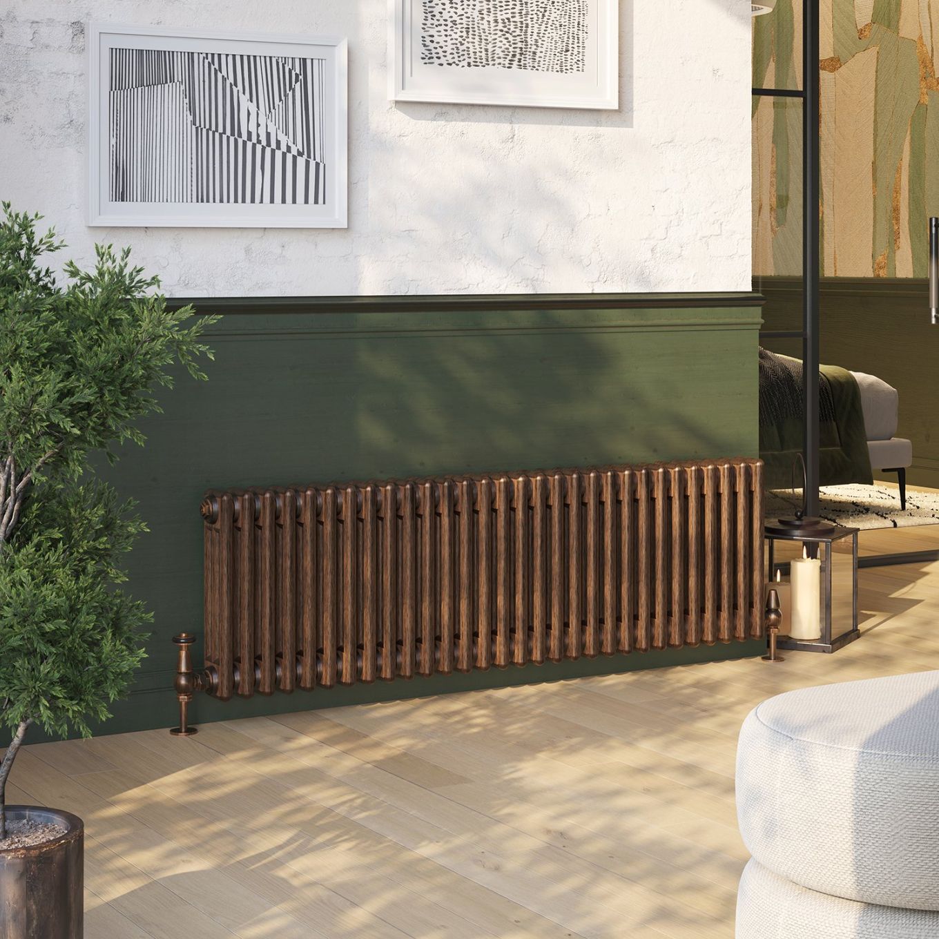 Clement Antique Copper Triple Horizontal Column Radiator 400x1370mm