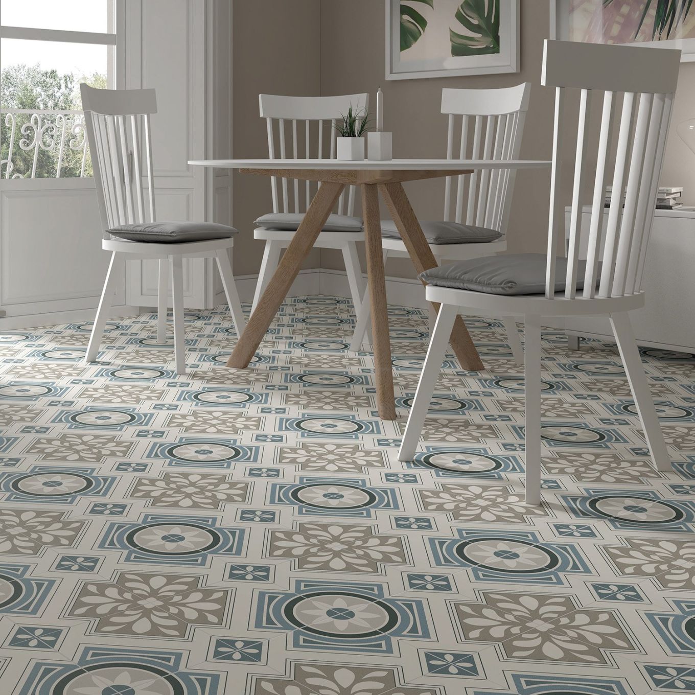 Bilbao Grey Patterned Matt Ceramic Tile 450x450mm