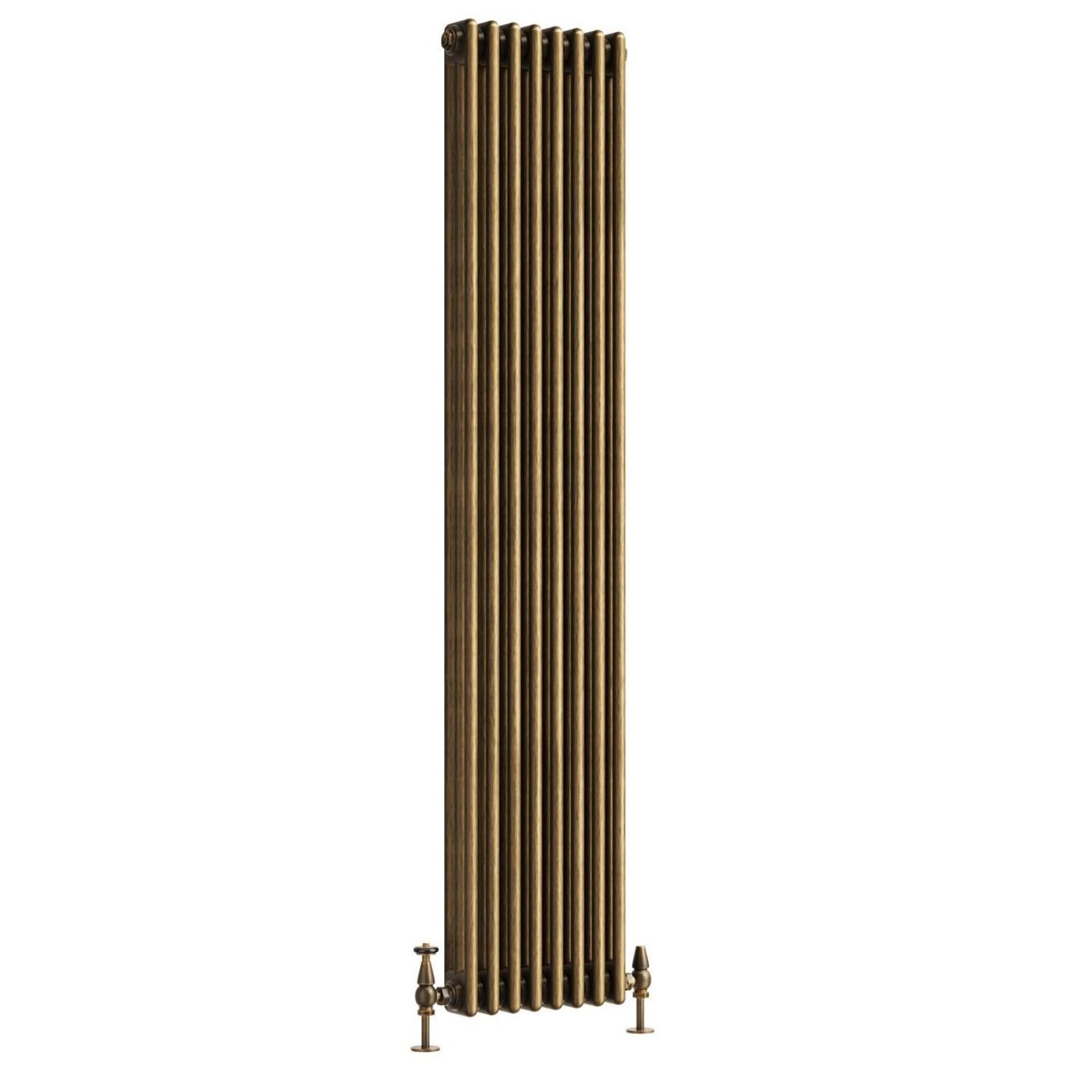 Clement Antique Brass Triple Vertical Column Radiator 1800x380mm
