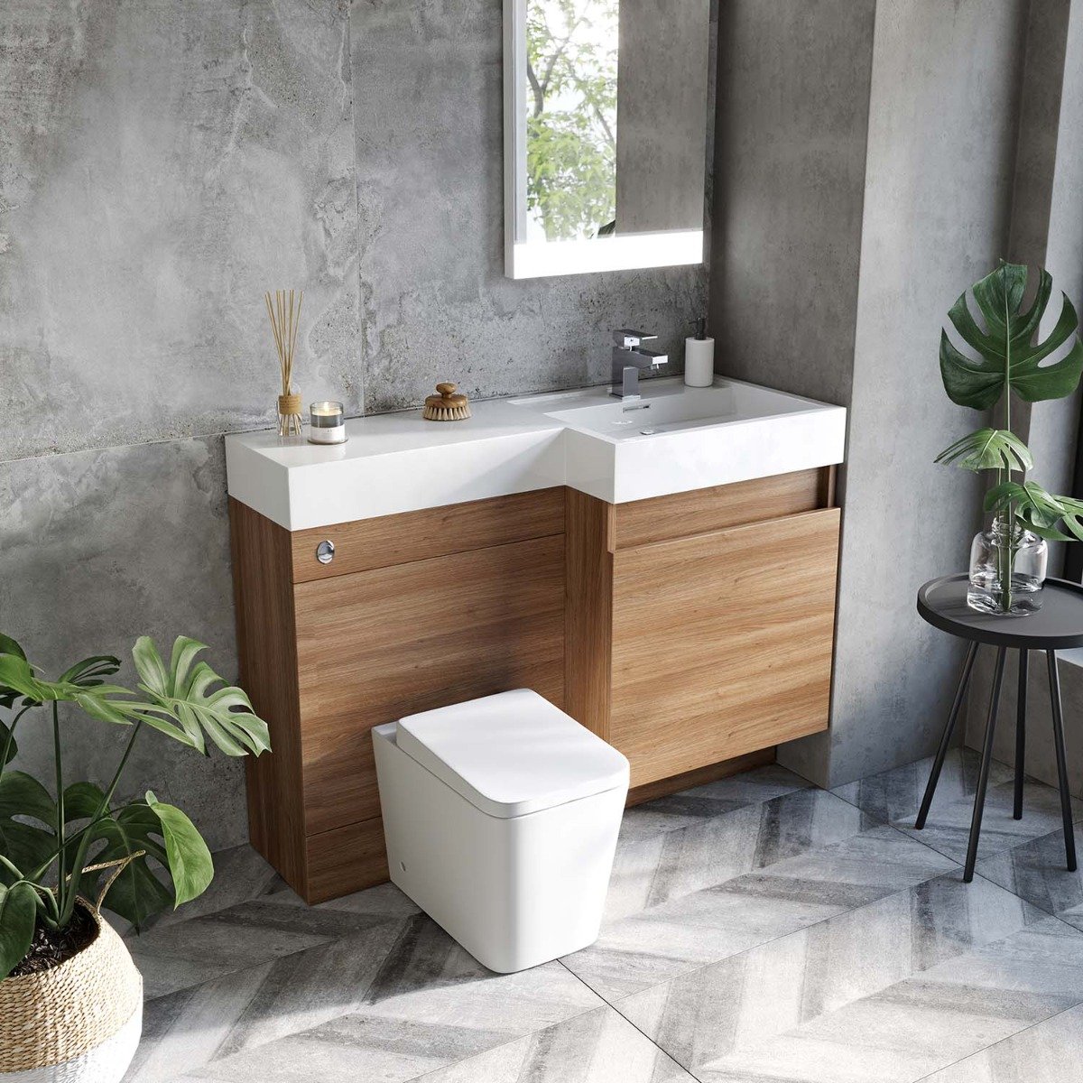 Summers Natural Oak Right Hand Combination Vanity Basin and WC Unit 1200mm