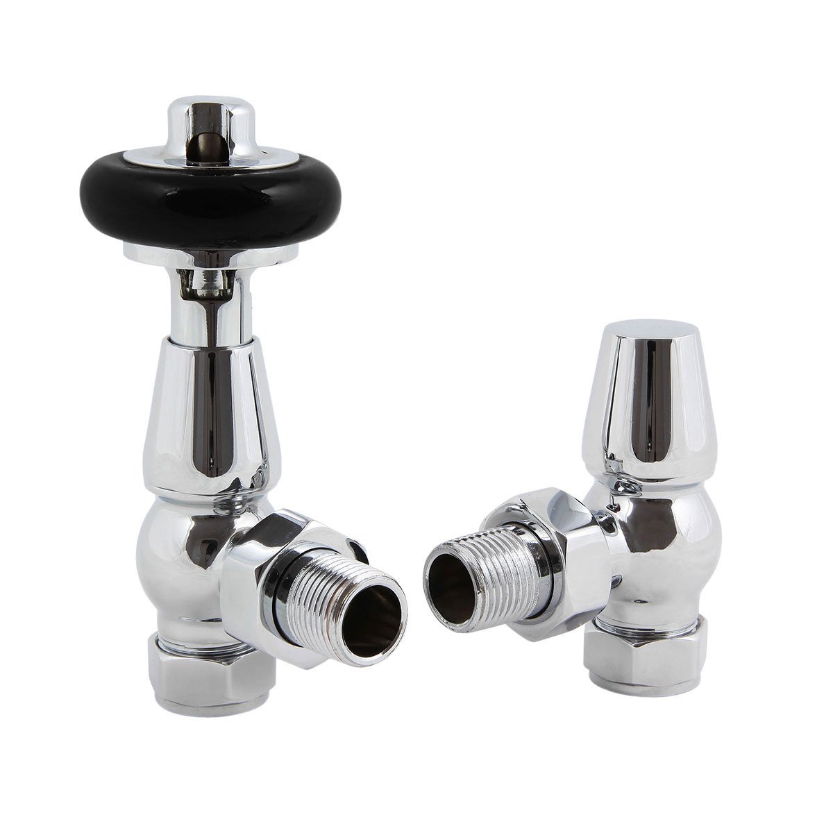 Wooden Head Angled Pair of Radiator Valves