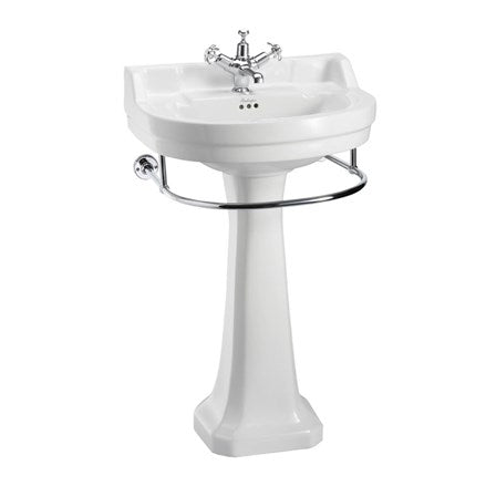 Edwardian Round 56cm Basin, Towel Rail & Standard Pedestal