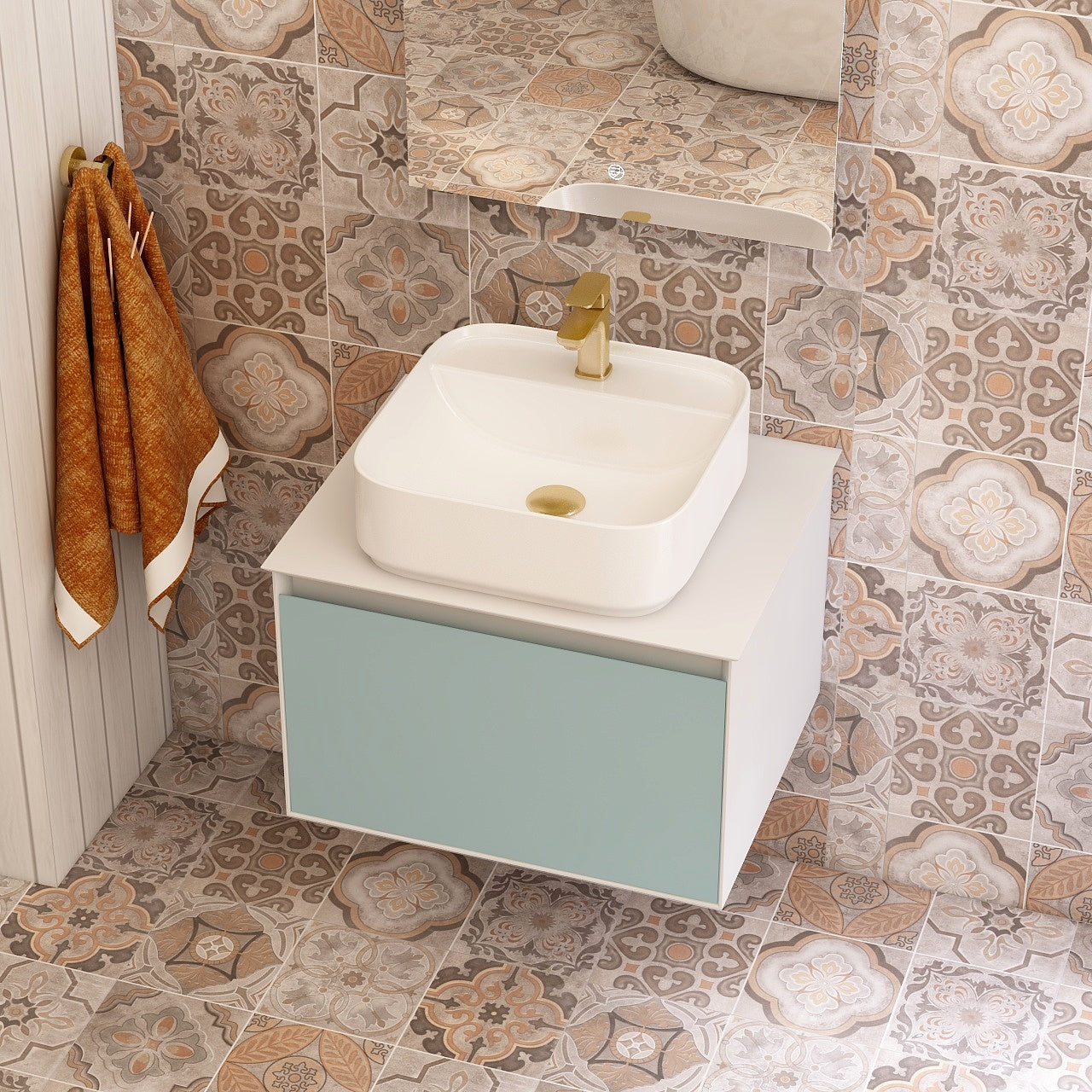 Essence 600mm single Drawer cabinet in Duck Egg Blue