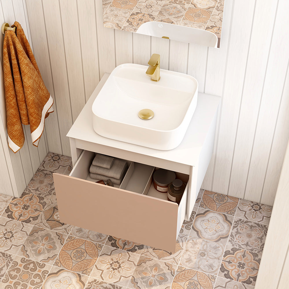 Essence 600mm single Drawer cabinet in Matt Stone