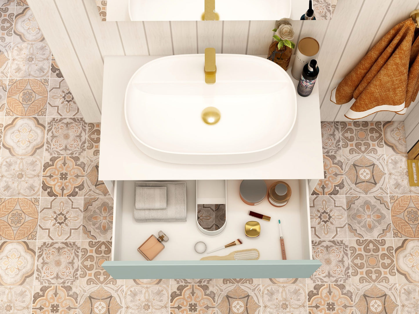 Essence 800mm single Drawer cabinet in Duck Egg Blue