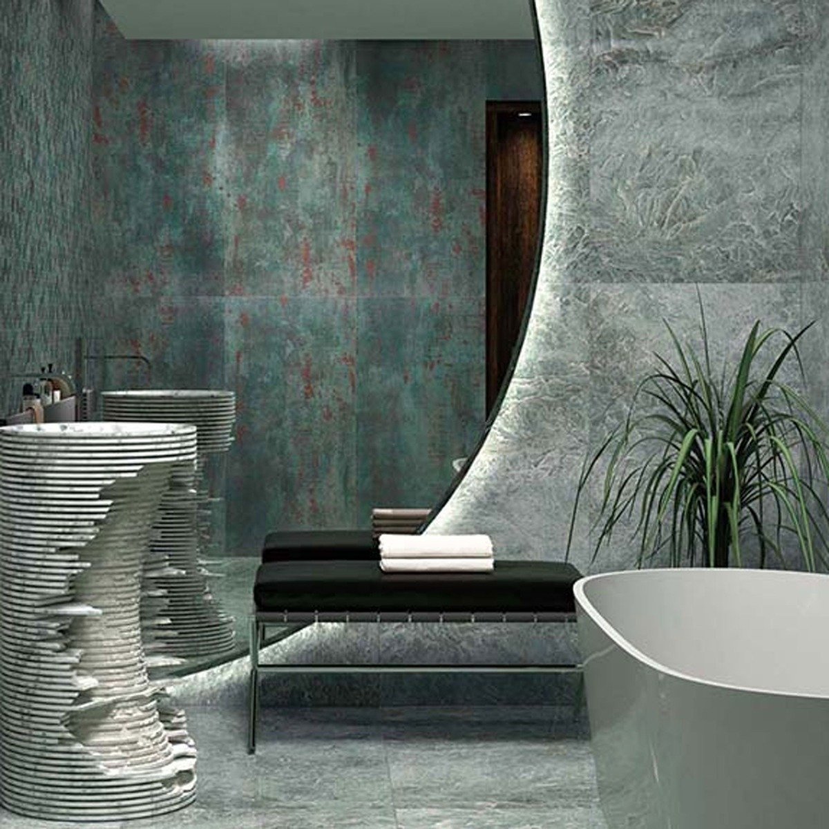 Metallon Seagreen Semi-Polished Metallic Porcelain Tile 600x600mm