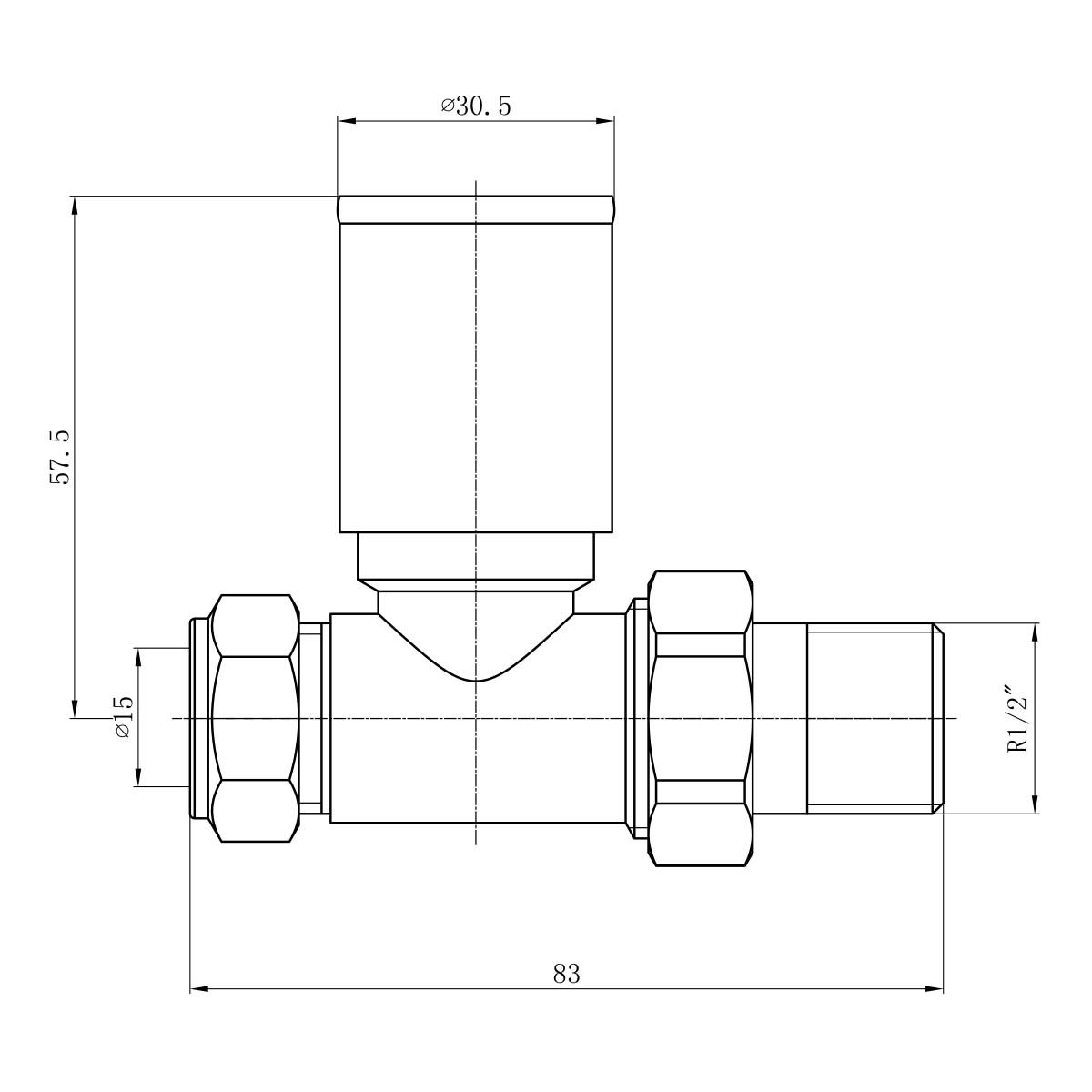 Round White Straight Pair of Radiator Valves