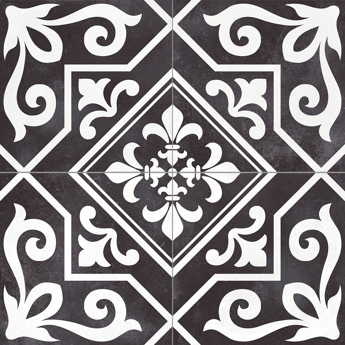 Xabia Black Reverse Patterned Matt Porcelain Tile 452x452mm