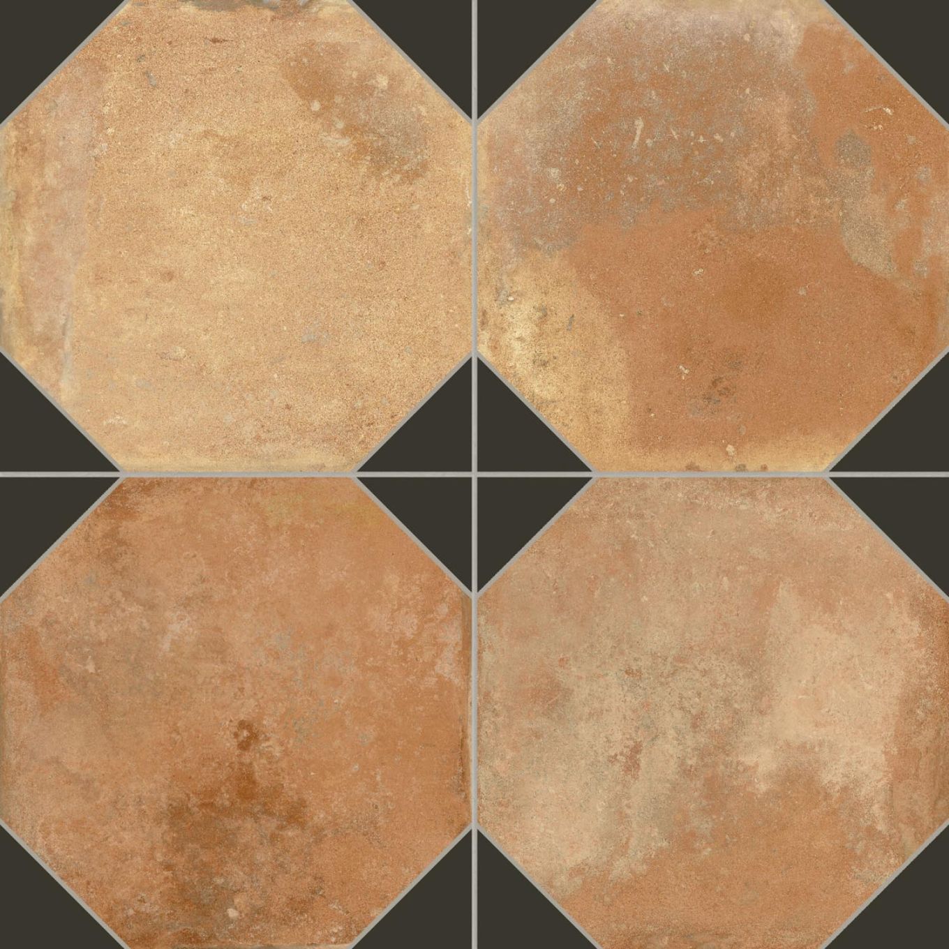 Natura Matt Porcelain Black Patterned Terracotta Tile 452x452mm