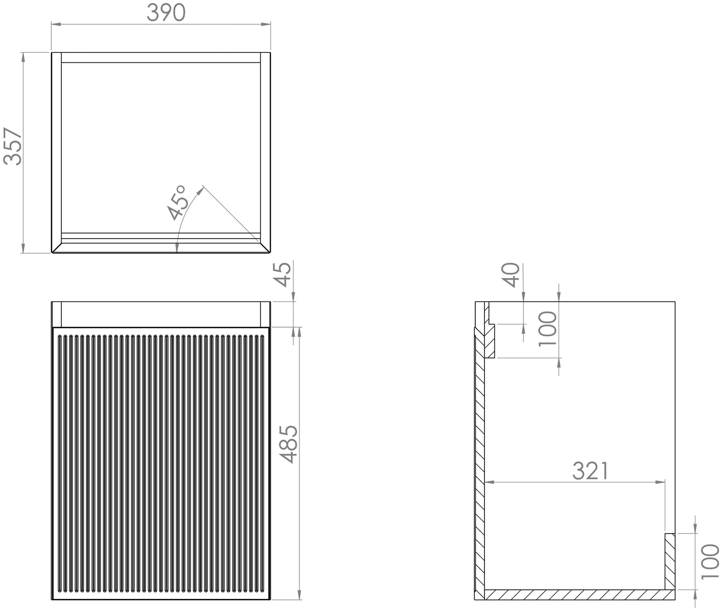 Saneux MONUMENT 40cm 1 Door Wall Mounted Unit