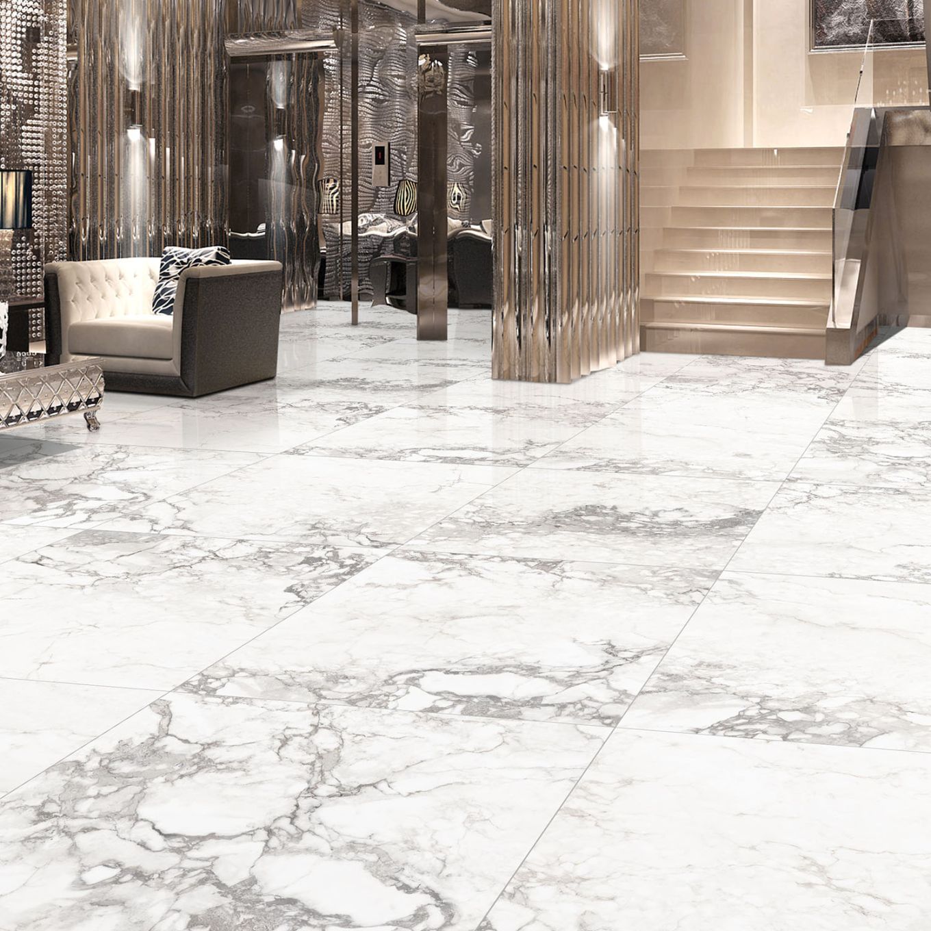 Novara White Polished Porcelain Tile 600x600mm