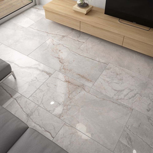 Quirrel Grey Marble Gloss Porcelain Tile 600x1200mm