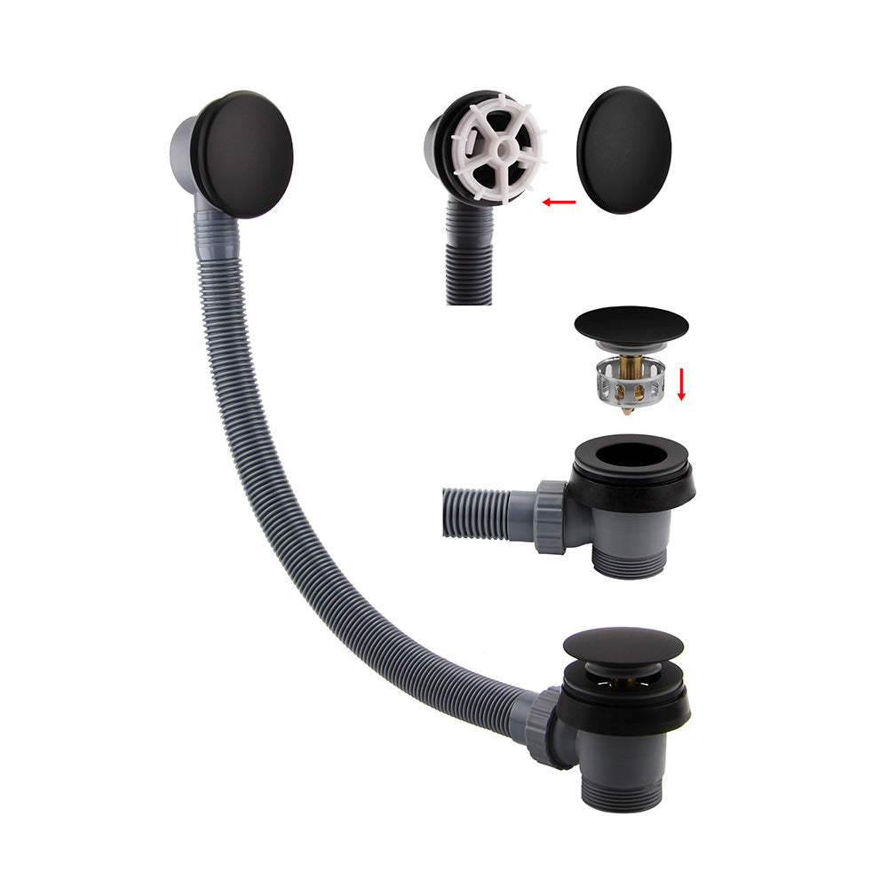 Hair Catch Matt Black Easy Clean Large Dome Clicker Bath waste