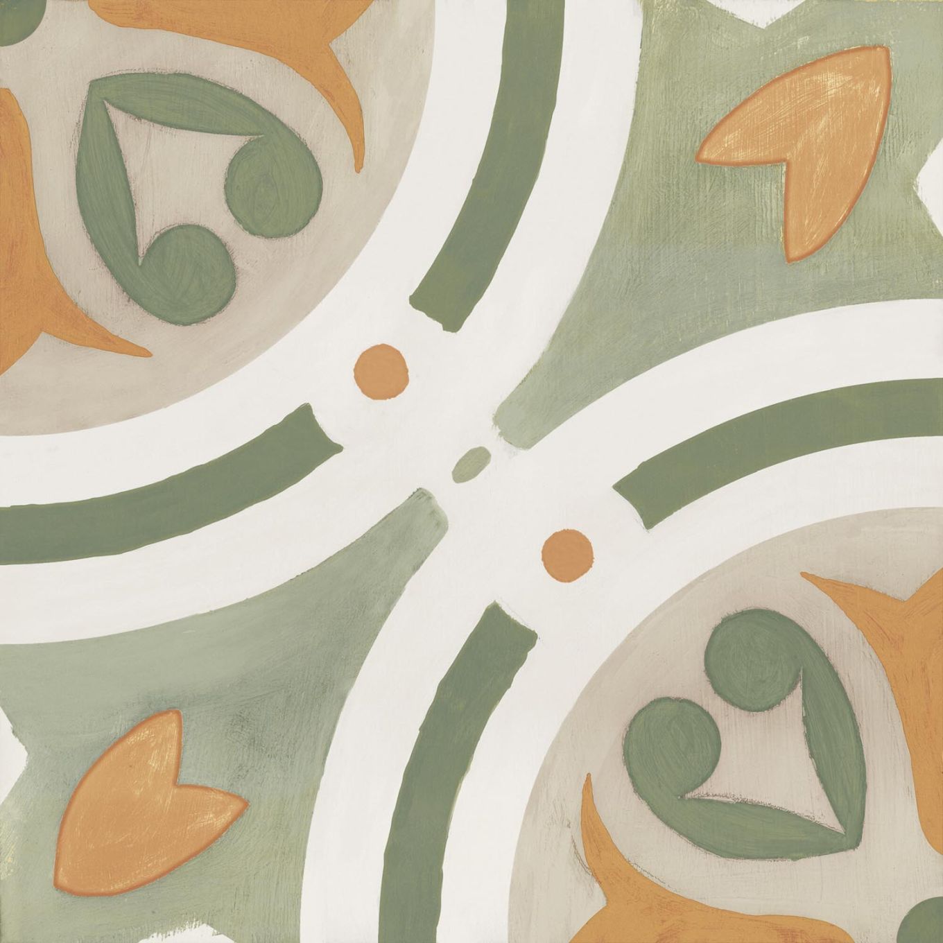 Acropolis Green Matt Porcelain Patterned Tile 223x223mm